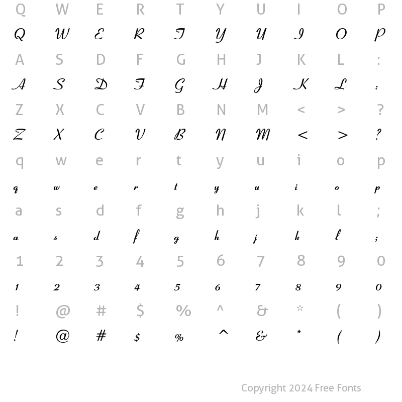 Character Map of CoronationScript Bold