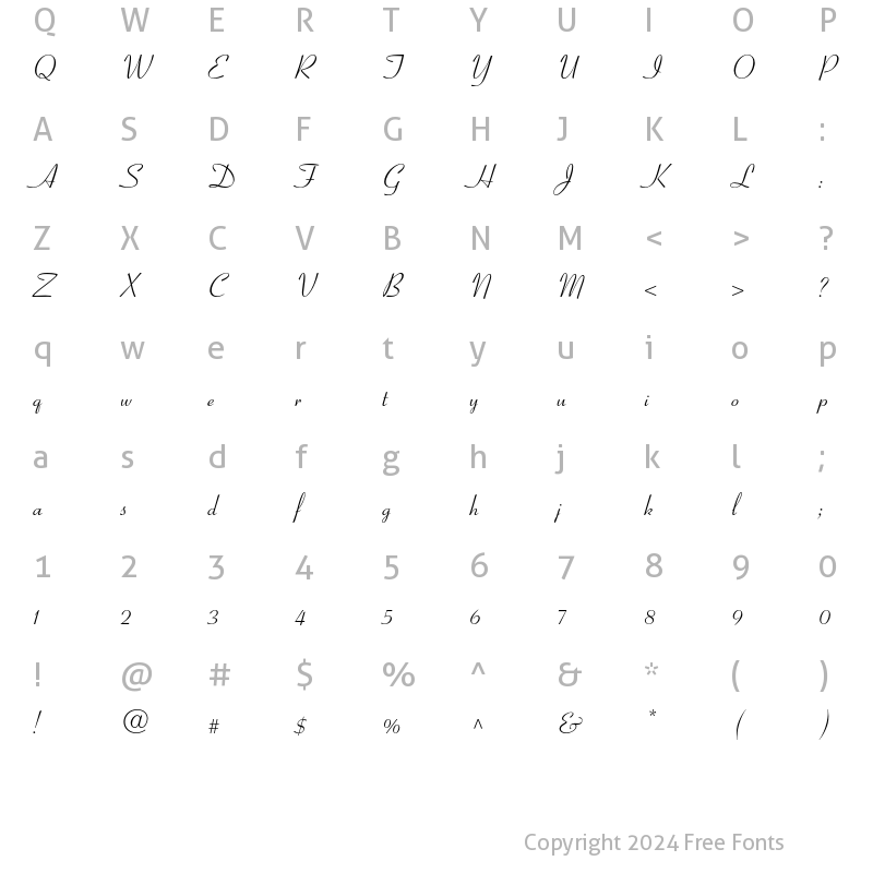 Character Map of Coronet LT Std Regular