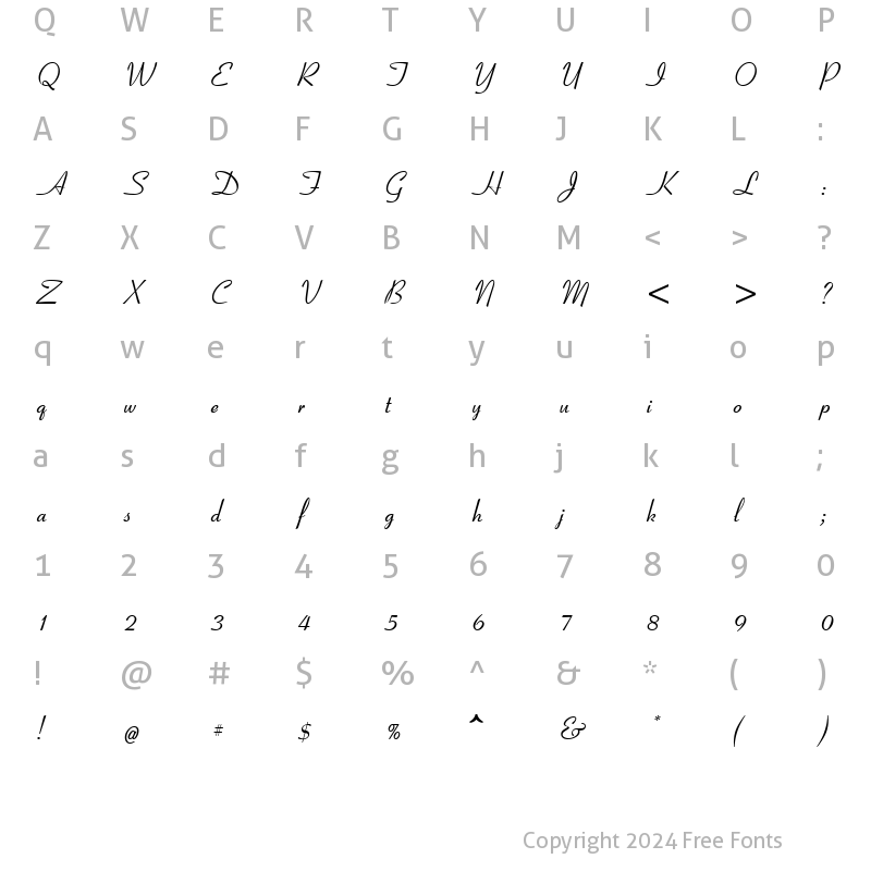 Character Map of CoronetI Regular