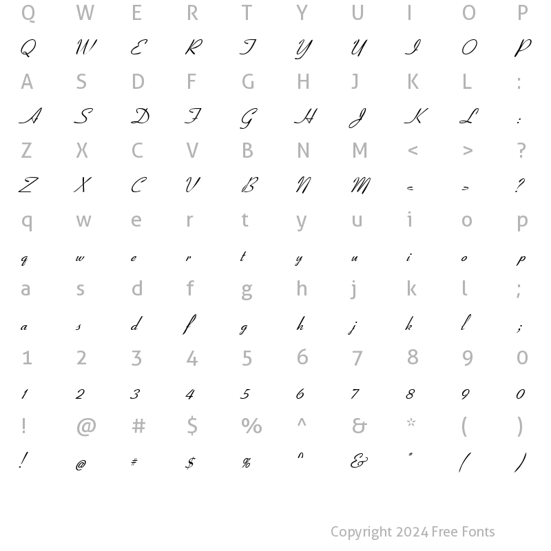 Character Map of CoronetSSK Italic