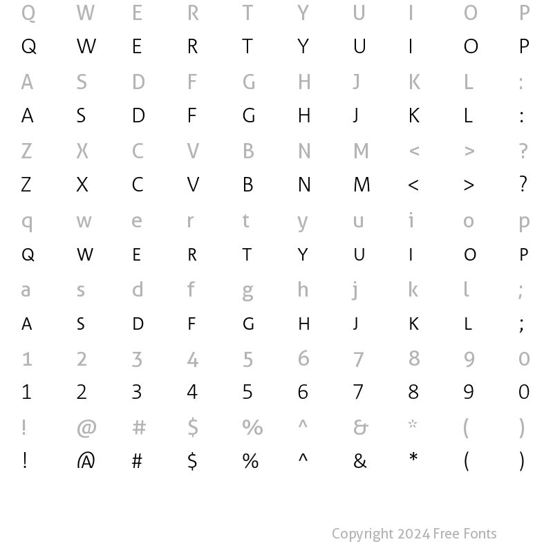 Character Map of Corpid Caps Light Regular