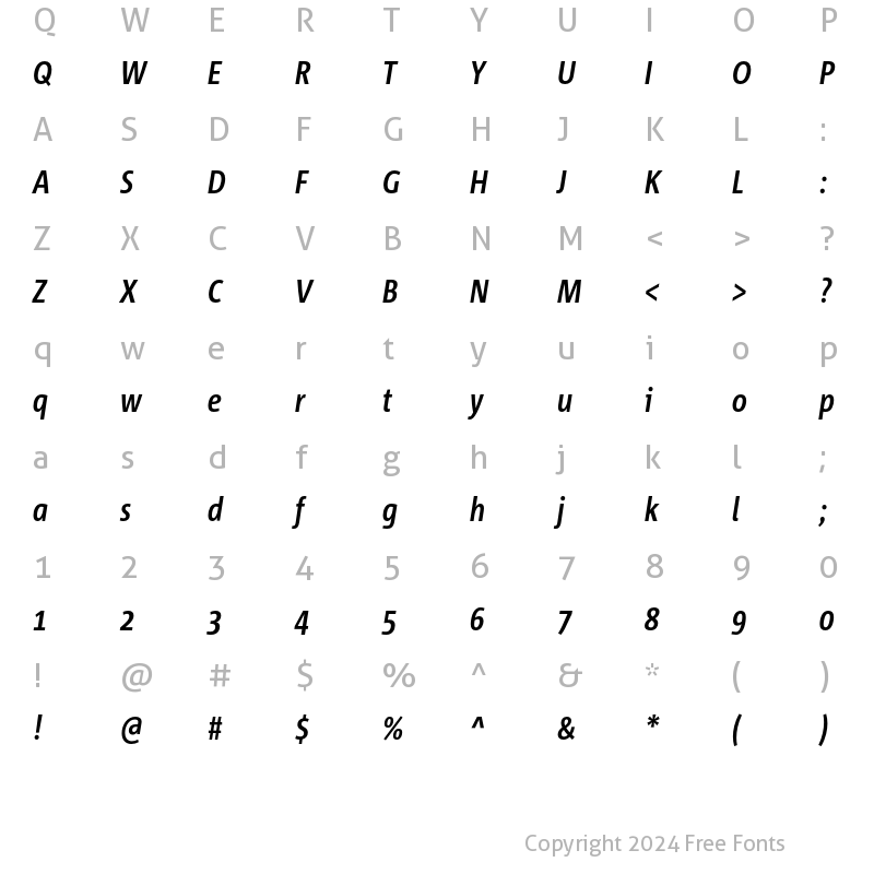 Character Map of Corpid Cd Bold Italic