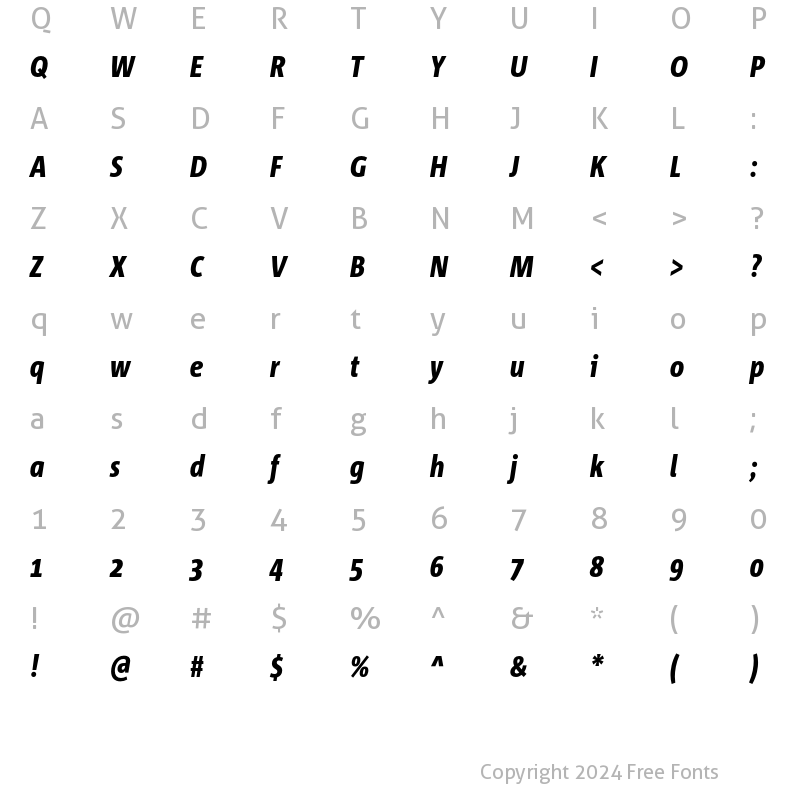 Character Map of Corpid Cd Heavy Italic