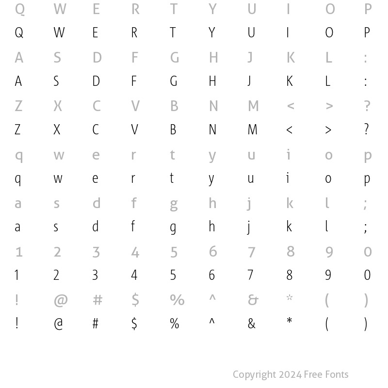 Character Map of Corpid Cd LF Light Regular