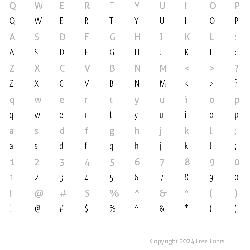 Character Map of Corpid Cd Light Regular