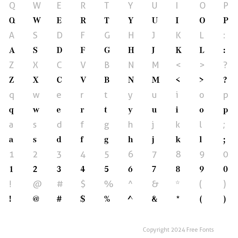 Character Map of CorpoALig Bold