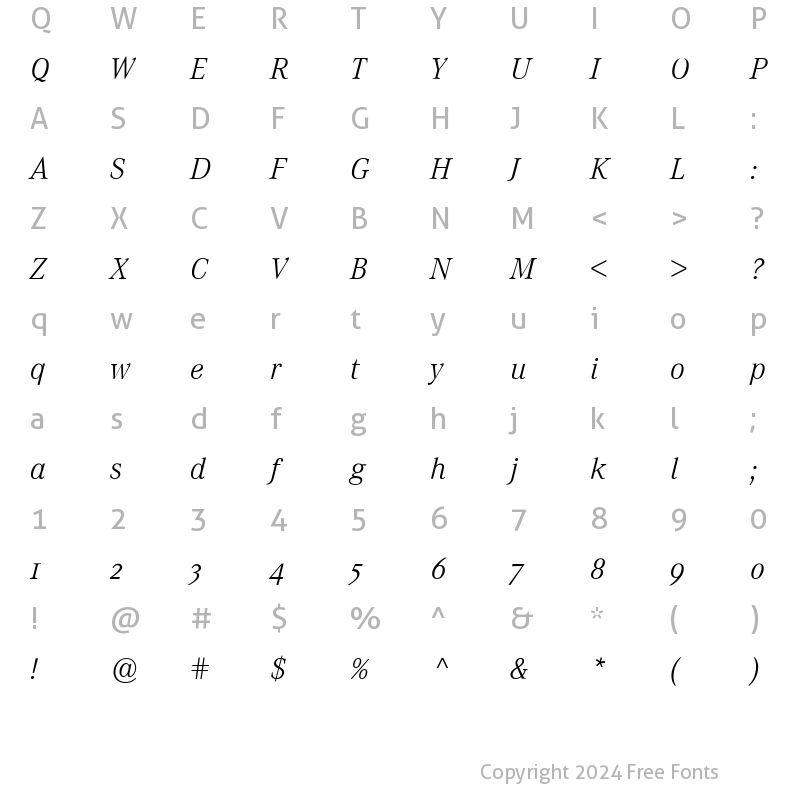 Character Map of Corporate A Expert BQ Italic