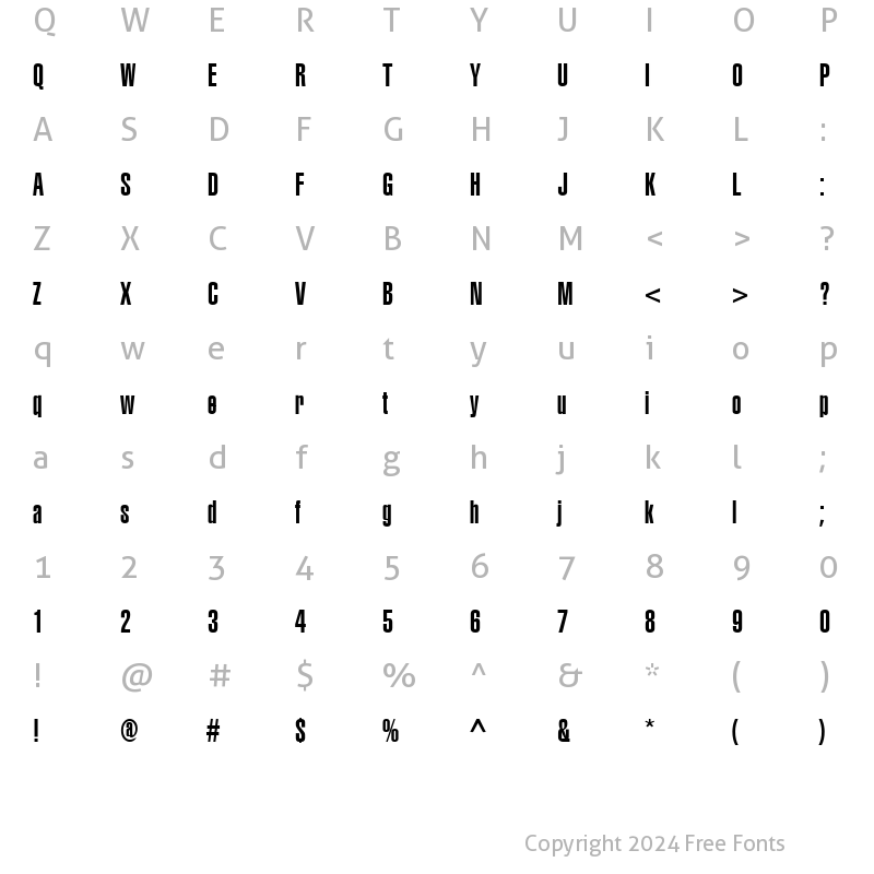 Character Map of Corporate Compressed Ultra Regular