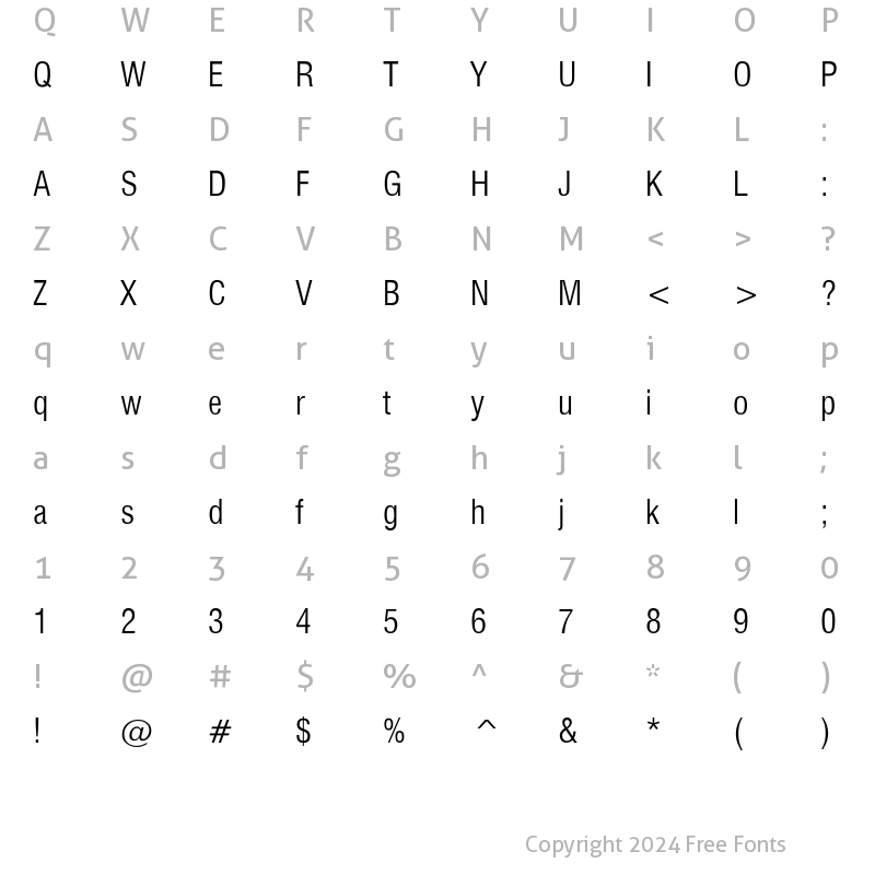 Character Map of CorporateCondensed Light