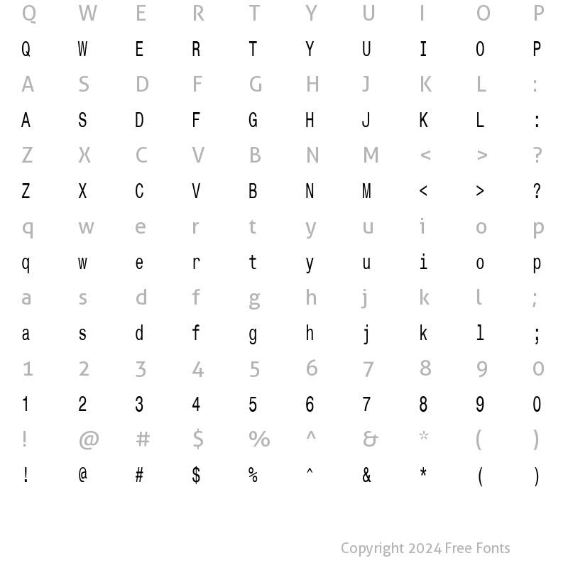 Character Map of CorporateMonoCondensed Regular