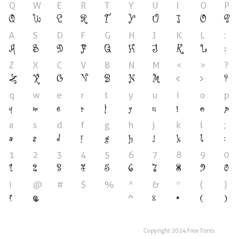 Character Map of Corps-Script Regular