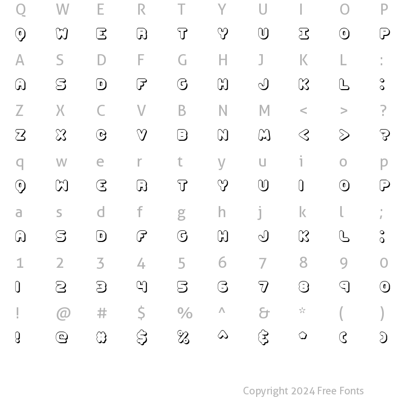 Character Map of Corpulent Caps Shadow BRK Regular