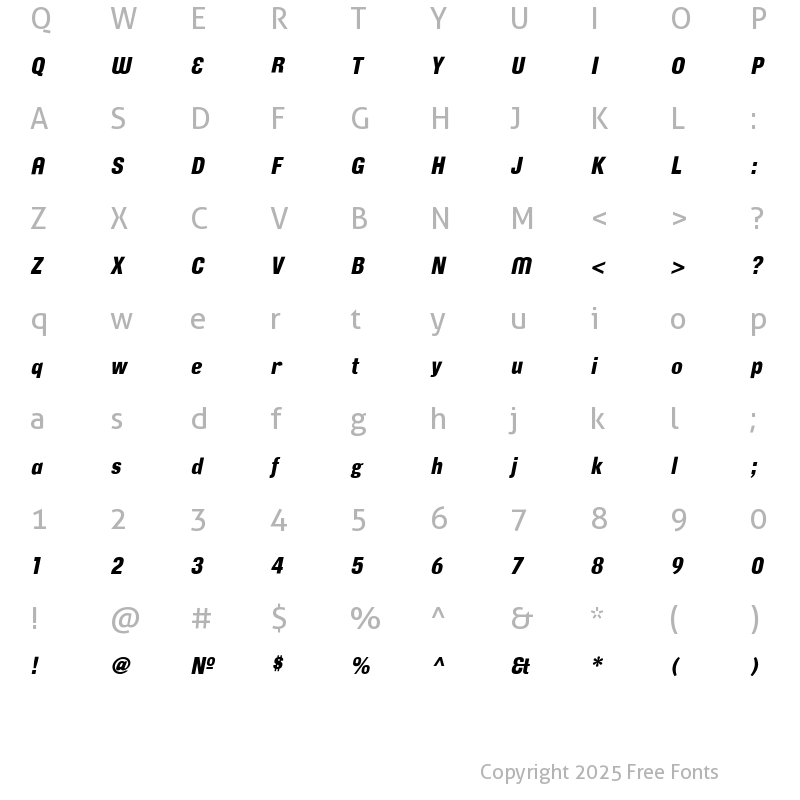 Character Map of CorpusGothicAlternative Italic