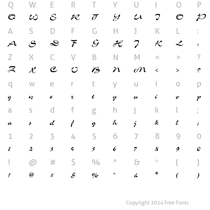 Character Map of CorridaC Regular