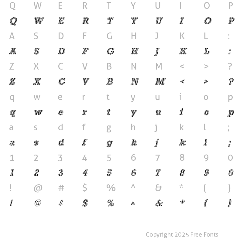 Character Map of Corrugated SF Bold Italic