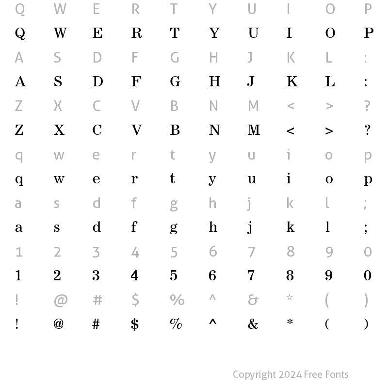 Character Map of Corsair Regular