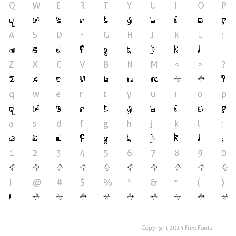 Character Map of Cosine Katie Regular