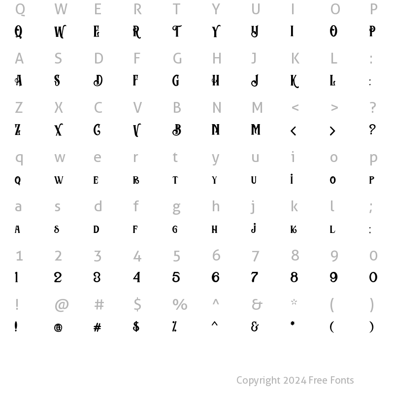 Character Map of Cosiris cure Regular