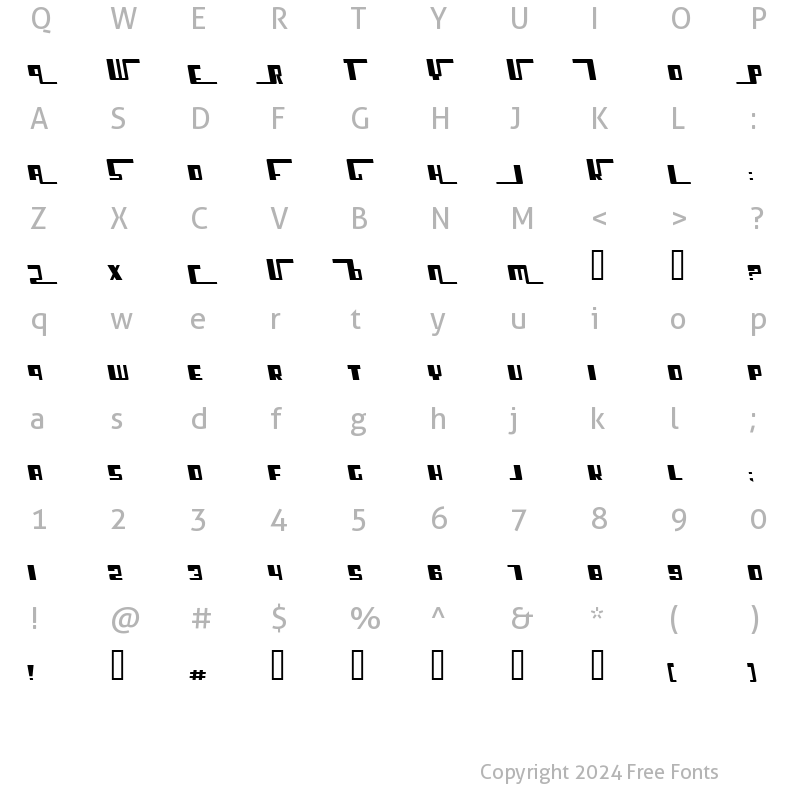 Character Map of Cosmic Age Extended Italic