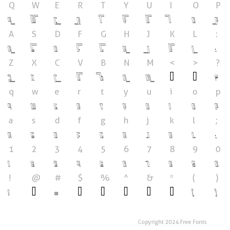 Character Map of Cosmic Age Outline Italic