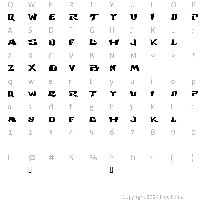 Character Map of Cosmic Dude Demo Regular