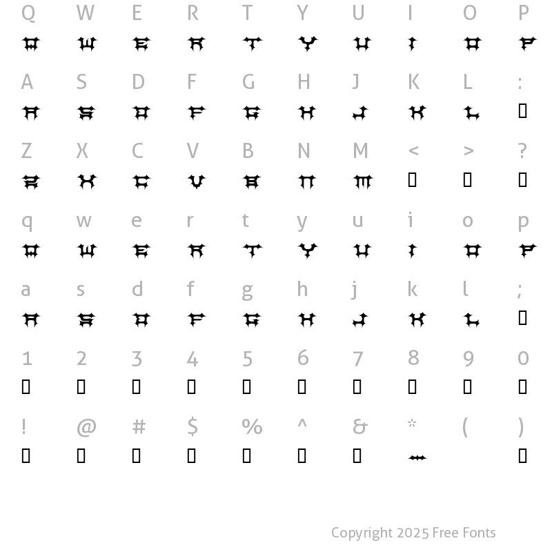 Character Map of CosmicBats V1