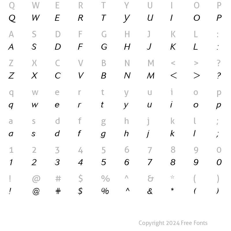 Character Map of Cosmos BQ Italic