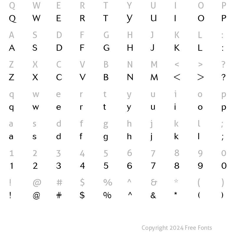 Character Map of Cosmos BQ Regular