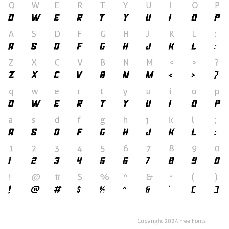 Character Map of Cosmos  Regular Italic