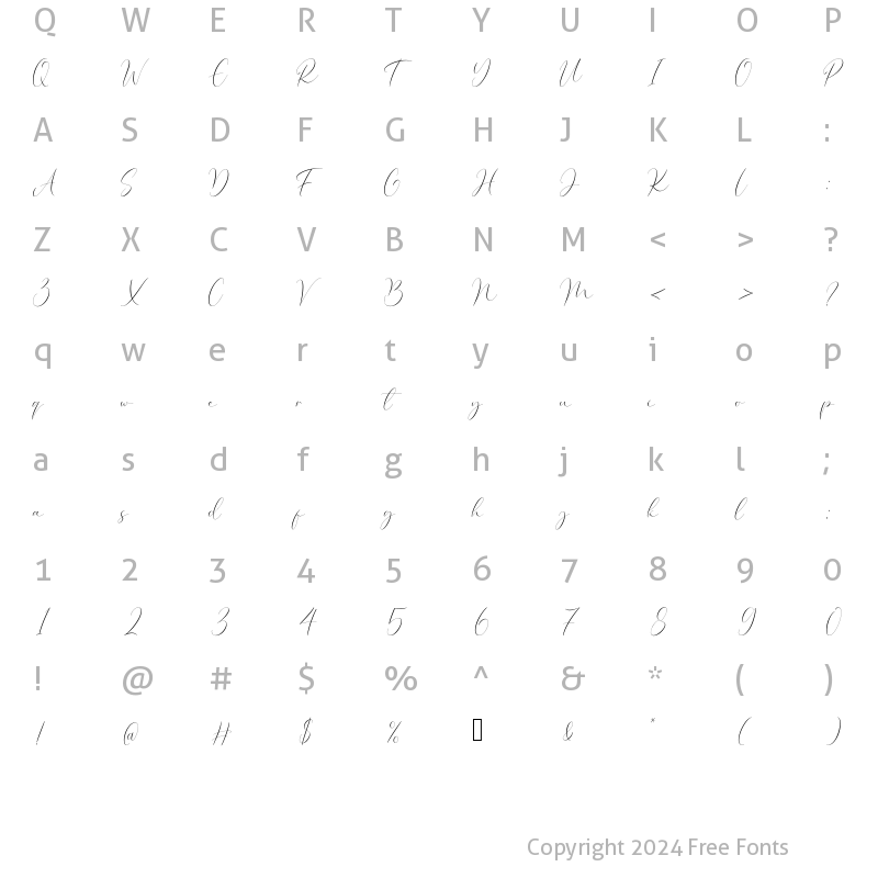 Character Map of Costa Riyal Regular