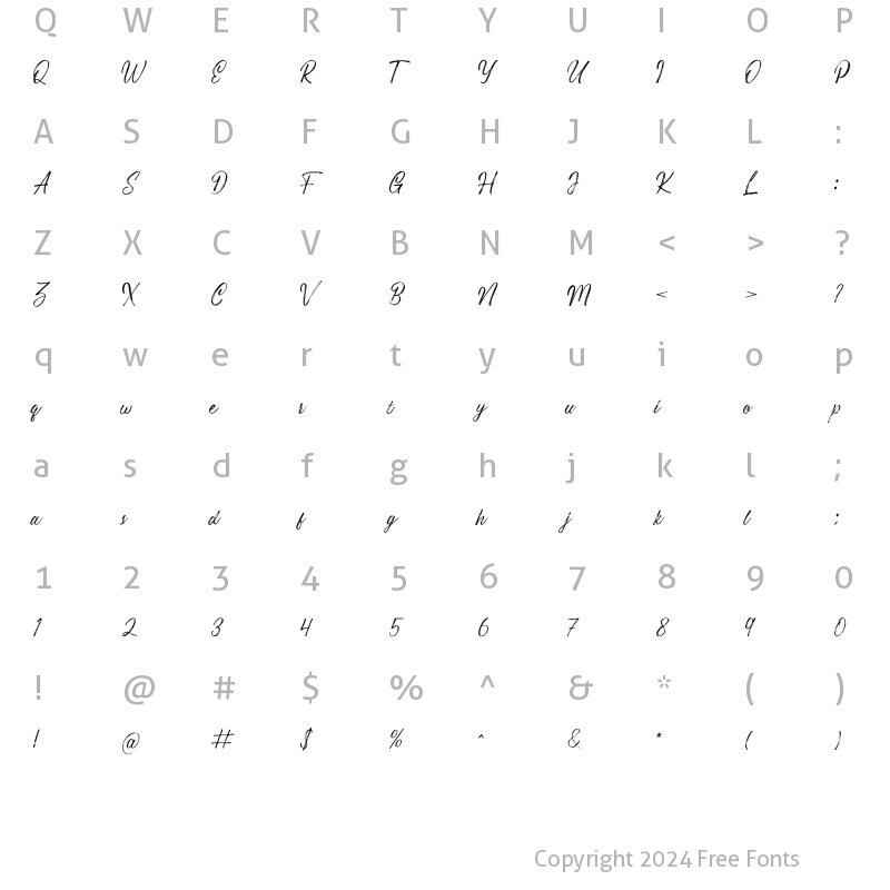 Character Map of Costiera Regular