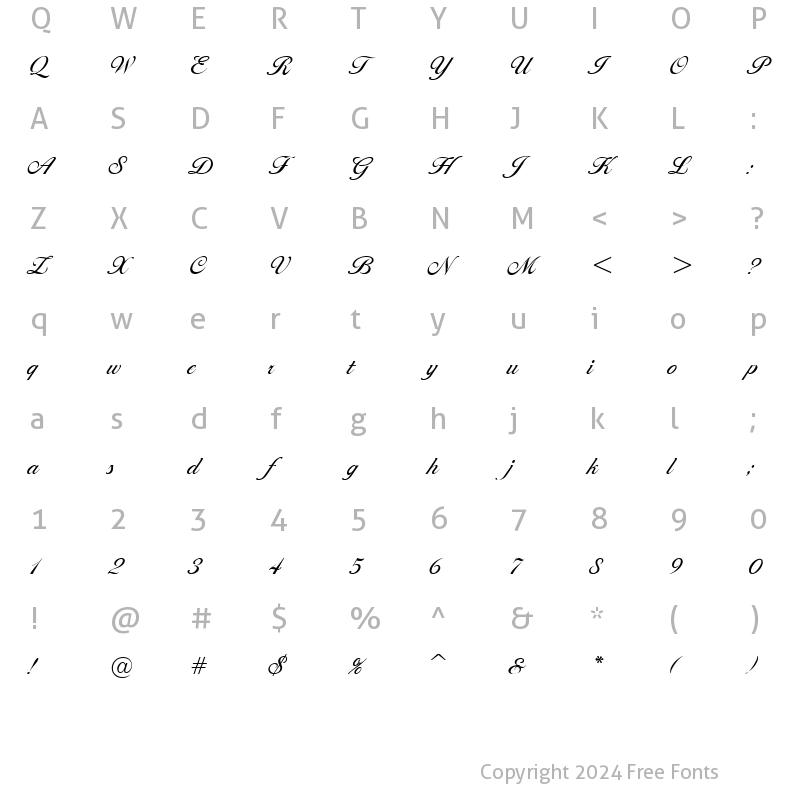 Character Map of Cotillion Regular