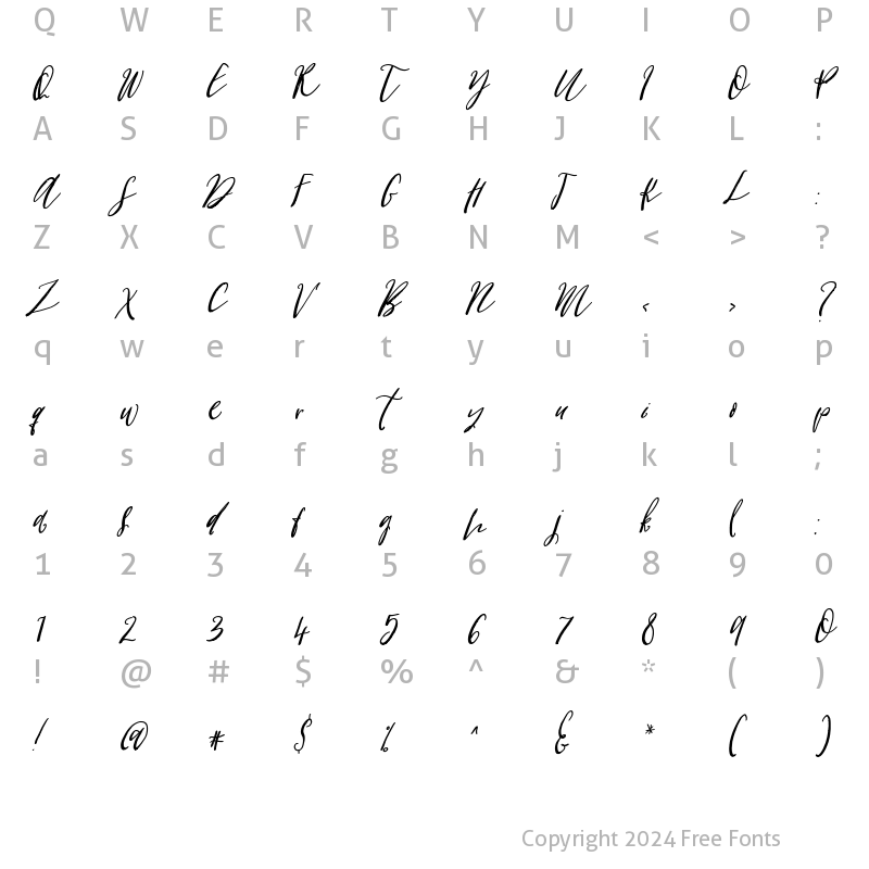 Character Map of Cottage Gardens Bold Italic