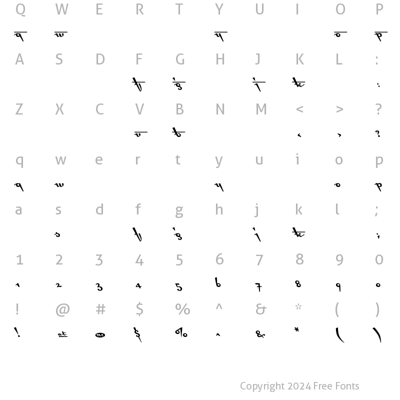 Character Map of Cottingley Incoming Regular