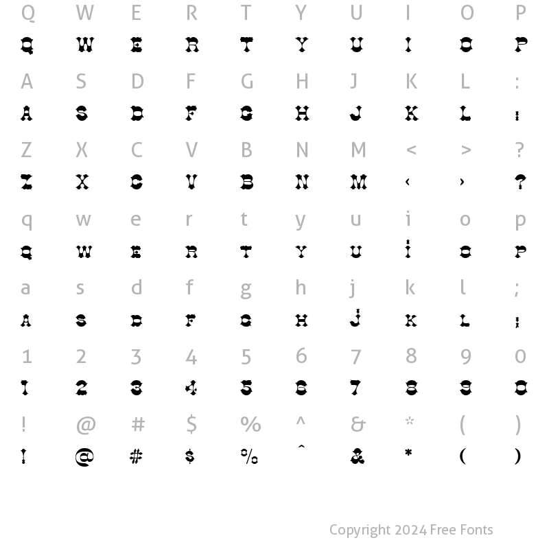 Character Map of CottonDi Regular