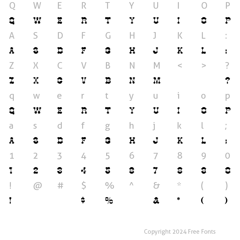 Character Map of Cottonwood Regular