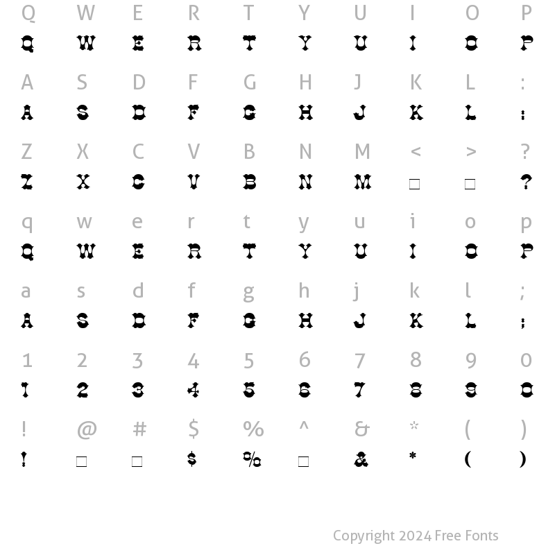 Character Map of Cottonwood Roman