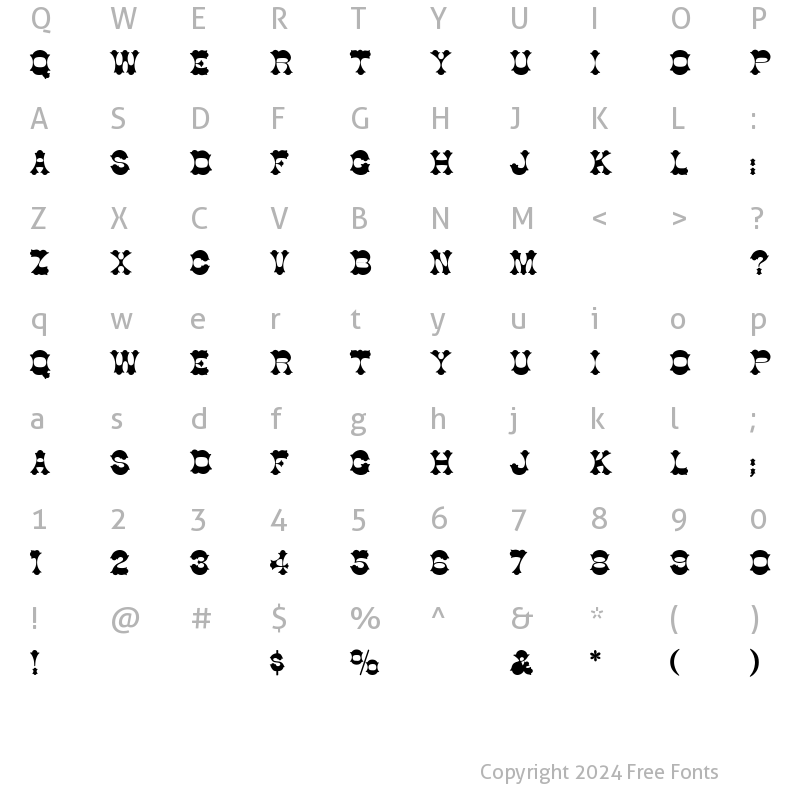 Character Map of Cottonwood-SemiBold Regular