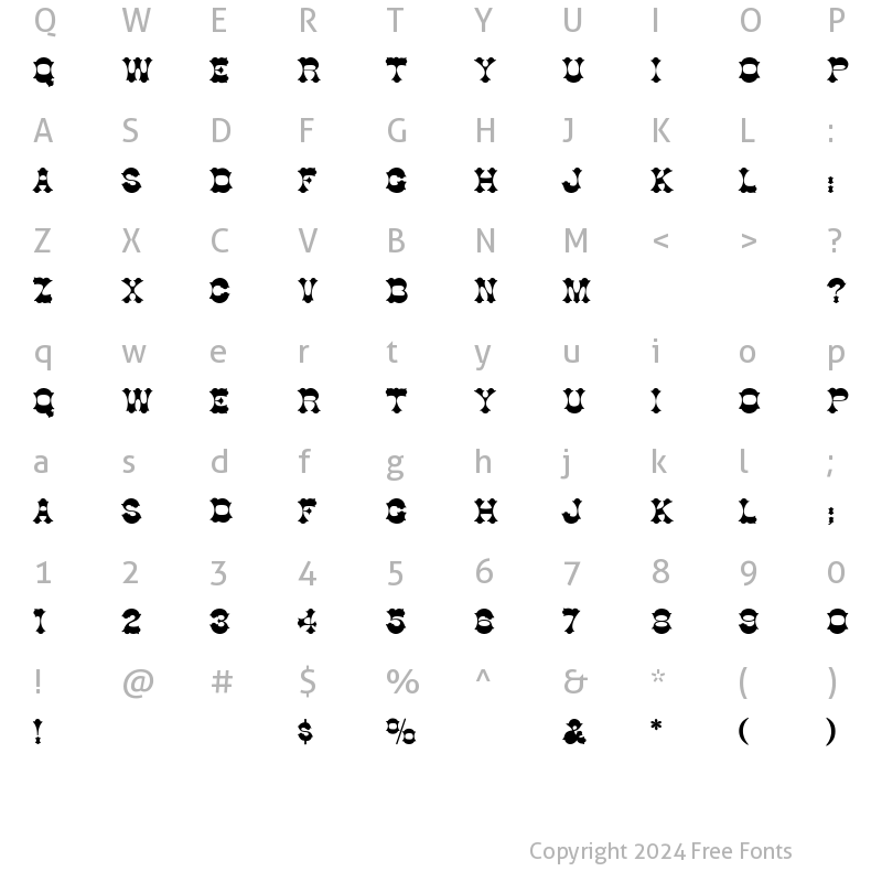 Character Map of Cottonwood-Thin Regular