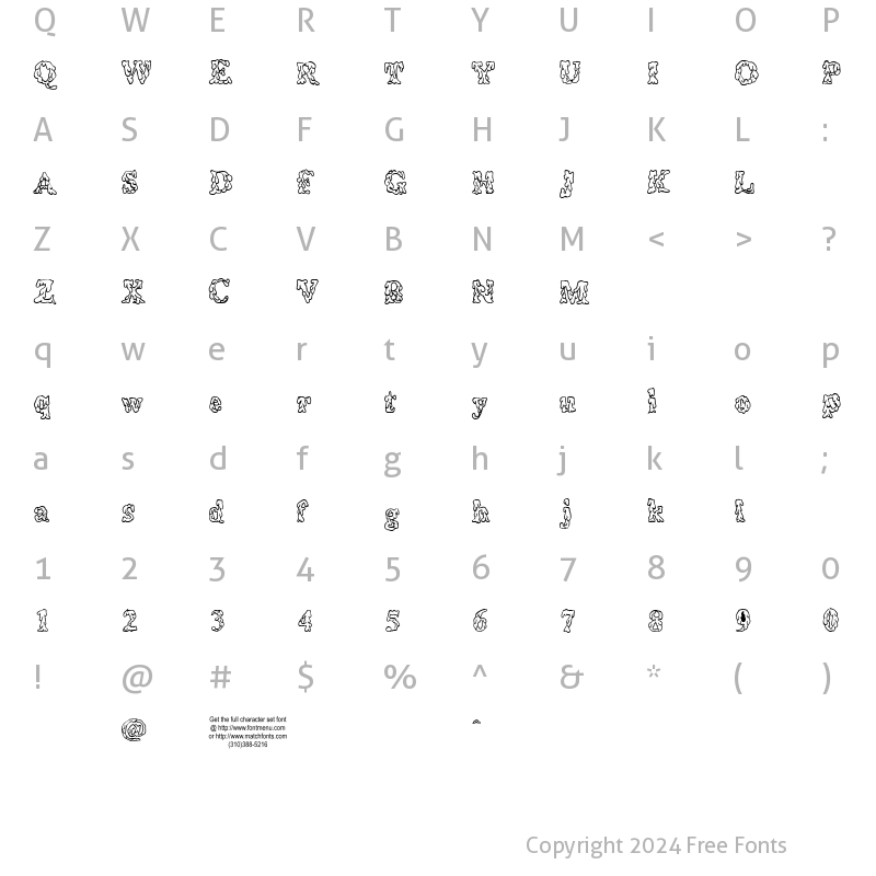 Character Map of Coulures Regular