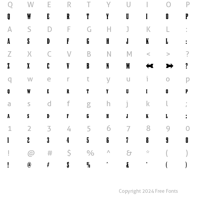 Character Map of Council Regular