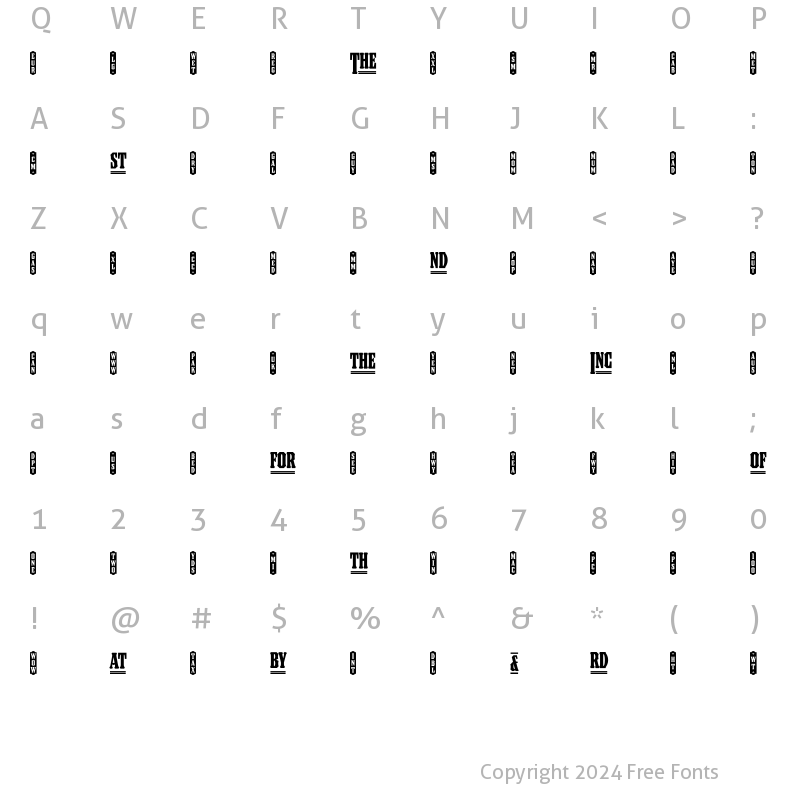 Character Map of Council WordLogosTwo Regular