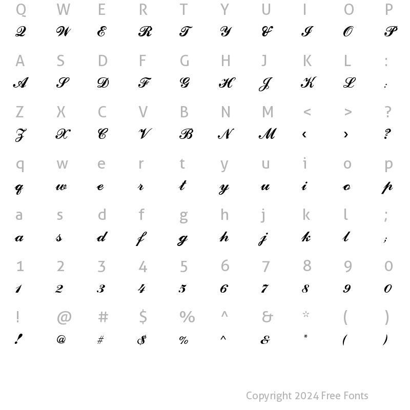 Character Map of CounselorScript Medium