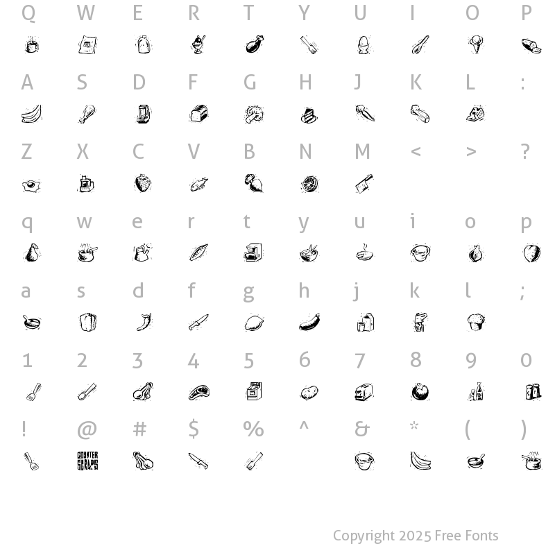 Character Map of Counterscraps Regular