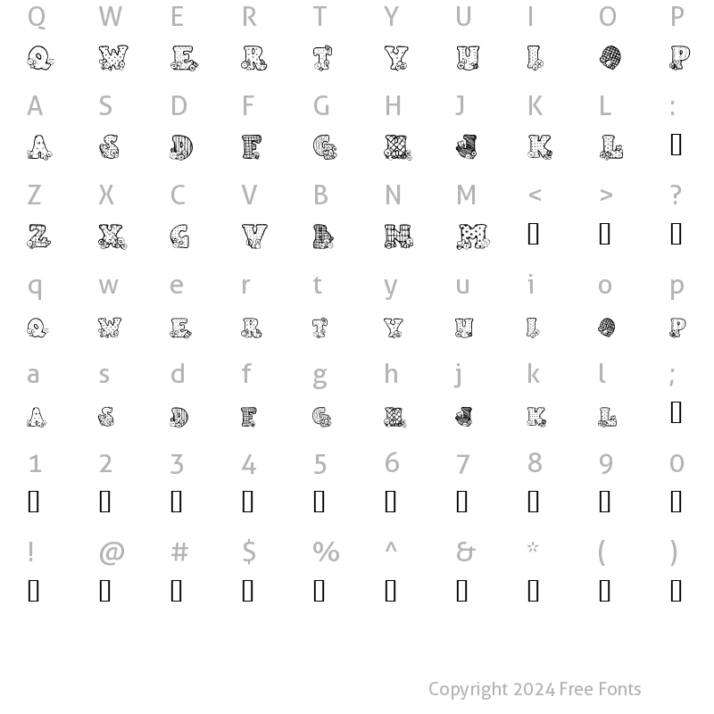 Character Map of Country Button Regular