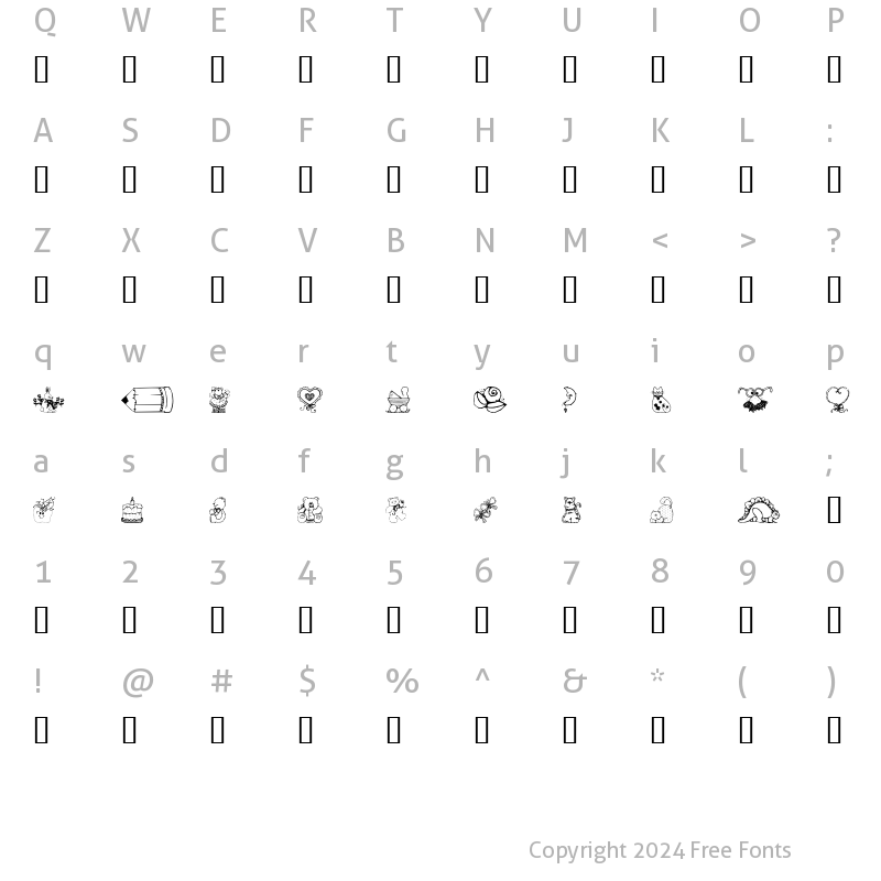 Character Map of Country Cuties Regular