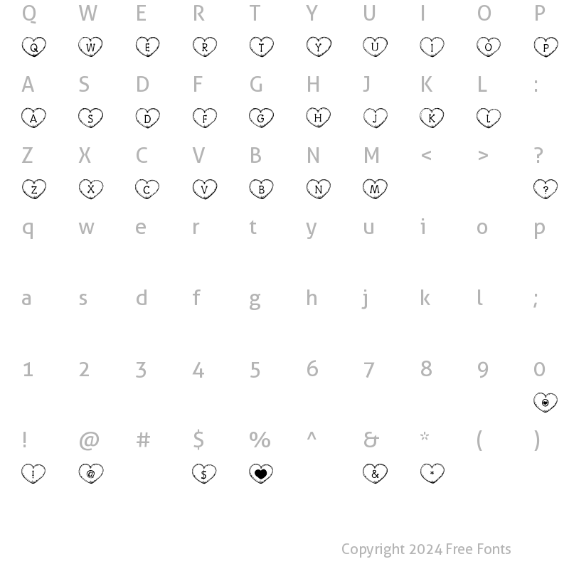 Character Map of Country Hearts Regular