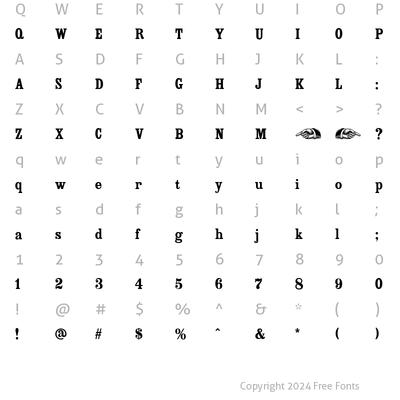 Character Map of Country Western Black Regular