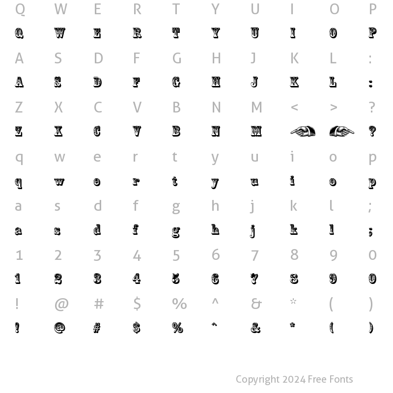 Character Map of Country Western Regular