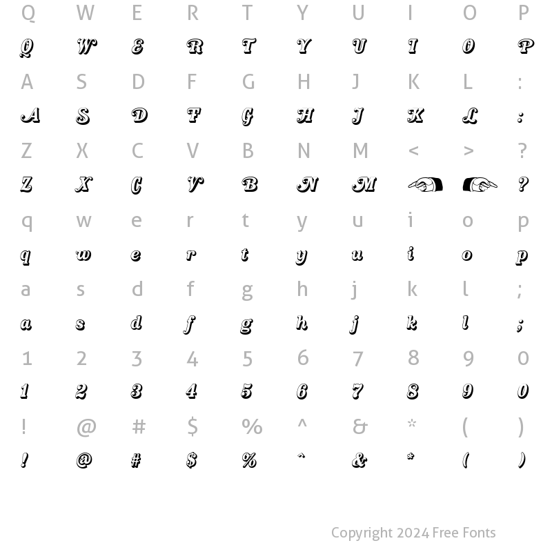 Character Map of Country Western Swing Open Regular